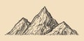Mountain landscape sketch. Nature vintage vector illustration