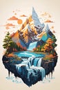 Mountain landscape sketch (T-shirt design),