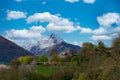 mountain landscape with snowcapped peak in the French Pyrenees Royalty Free Stock Photo