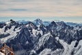 Mountain landscape with snowy mountains. Mont Blanc massif. French Alps