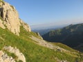 Mountain landscape steem rocky slopes