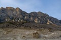 Mountain landscape. Stunning bird's-eye view of a high mountain peak in clear weather