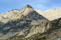 Mountain landscape. Stunning bird's-eye view of a high mountain peak in clear weather