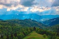 Mountain landscape with sun rays Royalty Free Stock Photo