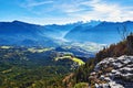 Mountain landscape at sunny day in Austrian Alps. Royalty Free Stock Photo
