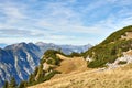 Mountain landscape at sunny day in Austrian Alps. Upper Austria region. Royalty Free Stock Photo