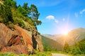 Mountain landscape and sunrise Royalty Free Stock Photo