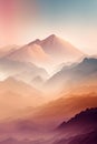 Mountain landscape. Sunrise over the mountains.  Vector illustration. Royalty Free Stock Photo