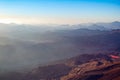 Mountain landscape at sunrise, view from Mount Moses, Sinai Peninsula, Egypt Royalty Free Stock Photo