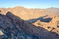 Mountain landscape at sunrise, view from Mount Moses, Sinai Peninsula, Egypt Royalty Free Stock Photo