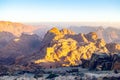 Mountain landscape at sunrise, view from Mount Moses, Sinai Peninsula, Egypt Royalty Free Stock Photo