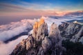 Mountain landscape at sunset. Amazing view from mountain peak Royalty Free Stock Photo