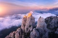 Mountain landscape at sunset. Amazing view from mountain peak