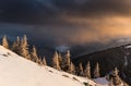 Mountain landscape at sunset