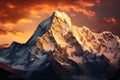 Mountain landscape at sunset. Himalayas, Nepal, Asia, Mountain landscape at sunset in Himalayas, Nepal, Asia, AI Generated Royalty Free Stock Photo