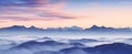Mountain landscape at sunset and Nature Background, Generative AI