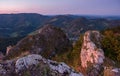 Mountain landscape at sunset. Slovakia, Vrsatec rocks, White Carpathian mountains in Slovak republic. Royalty Free Stock Photo