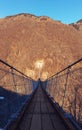 Mountain landscape with suspension bridge Royalty Free Stock Photo