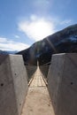 Mountain landscape with suspension bridge Royalty Free Stock Photo