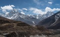 Mountain landscape from Thukla pass, Everest region Royalty Free Stock Photo