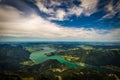 Mountain landscape on the top of the hiking trail to the Schafberg and view of landscape over the Mondsee lake Royalty Free Stock Photo