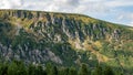 Mountain landscape with trees and meadow - Giant Mountains. Royalty Free Stock Photo