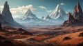 mountain landscape on unknown alient ai generated Royalty Free Stock Photo