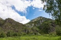 Mountain landscape in the valley of the confluence of the Katun and Maly Yaloman rivers, Altai, Russia