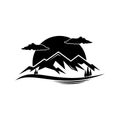 Mountain and landscape vector black on white background Royalty Free Stock Photo