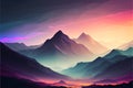 Mountain landscape. Vector illustration. Colorful mountains and sunset. Royalty Free Stock Photo