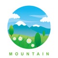 Mountain landscape vector illustration cropped with circle shape