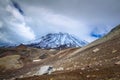 Mountain landscape: view on active Koryaksky Volcano on a sunny day. Koryaksky-Avachinsky Group of Volcanoes, Kamchatka