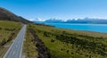 The mountain landscape view of blue sky background over Aoraki mount cook national park,New zealan Royalty Free Stock Photo