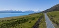 The mountain landscape view of blue sky background over Aoraki mount cook national park,New zealan Royalty Free Stock Photo
