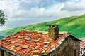 Mountain landscape view over the rooftops Royalty Free Stock Photo
