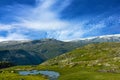 Mountain landscape view. Tundra way to Trolltunga rock, Norway