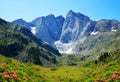 Mountain landscape. Vignemale massif is highest of the French Pyrenean summits. Department of Hautes-Pyrenees, France. Royalty Free Stock Photo