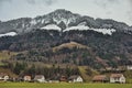 Mountain landscape with village from the French area of Switzerland Royalty Free Stock Photo