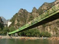 Mountain landscape and water suspension bridge