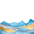 Mountain landscape. Watercolor illustration. Golden Mountain