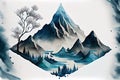 mountain landscape watercolor minimalism. Generative AI