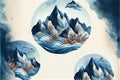 mountain landscape watercolor minimalism. Generative AI