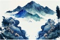 mountain landscape watercolor minimalism. Generative AI