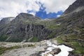 Waterfall Stigfossen over road Trollstigen, Norway - Scandinavia Royalty Free Stock Photo