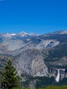 Mountain Landscape with a Waterfall in Yosemite Royalty Free Stock Photo