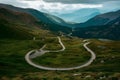 Mountain landscape with winding road, portraying tranquility Royalty Free Stock Photo