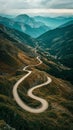 Mountain landscape with winding road, portraying tranquility Royalty Free Stock Photo