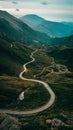 Mountain landscape with winding road, portraying tranquility Royalty Free Stock Photo