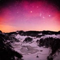 Mountain landscape in winter by night - Fundatura Ponorului, Rom