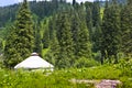 Mountain landscape yurt nature kazakhstan Royalty Free Stock Photo